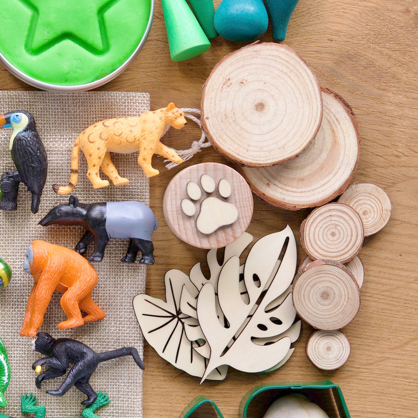 Tampon en bois "Empreintes d'animaux"